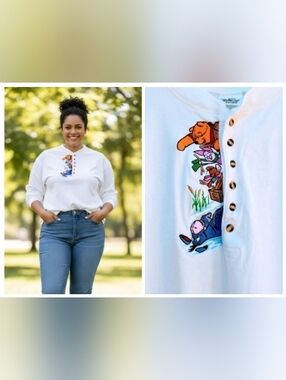 DISNEY Pooh & Friends Unisex Long-sleeve Tee Eeyore Piglet Roo